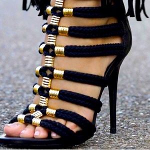 Balmain x H&M limited edition braided rope heels